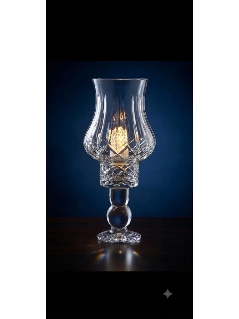 Vintage Clear lead crystal Hurricane Candle Holder